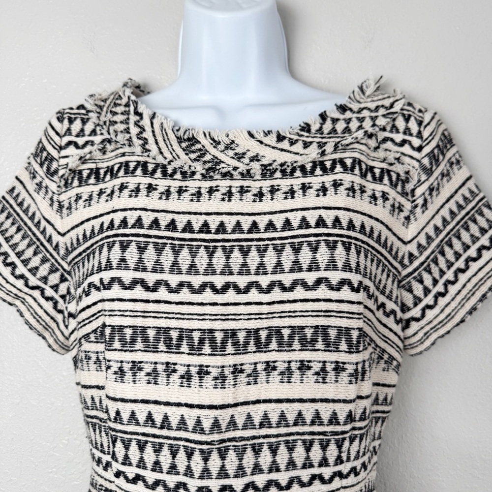 NWT Banana Republic striped jacquard woven fringe fit and flare dress 8 - Picture 4 of 12